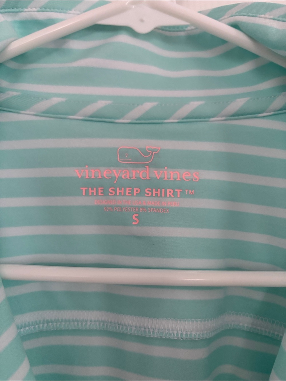 Vineyard Vines Mint & White Striped Half-Zip Pullover - Picture 3 of 4